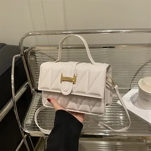 Damen Gesteppt Umhängetasche Schultertasche PU Leder H-Metallschnalle Kleine Quadratische Handtasche Urban Mode Tasche
