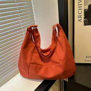 Women Large Capacity Nylon Tote Bag Minimalist Adjustable Strap Shoulder Bag For Daily Commuting Casual Crossbody Bag