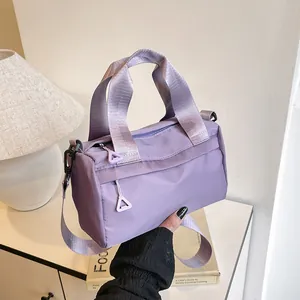 Bolso de Bandolera de Nailon para Mujer Moda Bolso de Hombro Ligero Simple Bolso de Mano Cuadrado Pequeño Casual Color Sólido