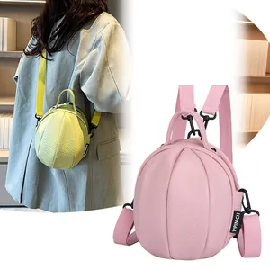 Women Mini PU Leather Backpack Litchi Texture Pumpkin Shaped Multi-Purpose Shoulder Crossbody Bag For Daily Travel Fashion Trendy