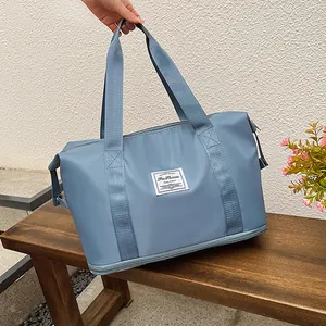 Light blue waterproof travel bag with large capacity for yoga and sports fitness gear