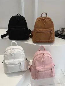 Damen Mode Mini Cord Rucksack Urban Minimalistisch Einfarbig Lässig Kleine Umhängetasche Für Schule Reise Alltag Rucksack