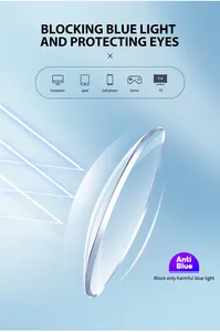 Detail view of anti blue light lens filtering digital screen glare for eye protection