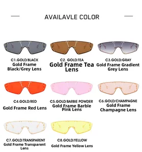 Detailed grid showing eight color variants of oversized metal frame fashion sunglasses