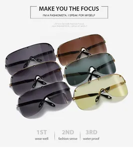 Vue détaillée de lunettes de soleil oversize avec plusieurs verres colorés et cadres métalliques