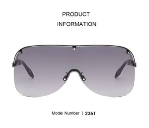 Détail frontal de lunettes de soleil masque oversize 2361 avec verres dégradés gris