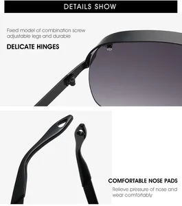 Détail des charnières métalliques délicates et des plaquettes de nez confortables de la lunette