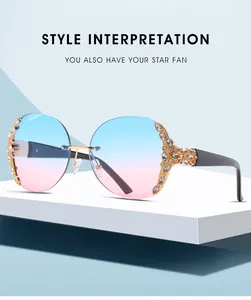 Macro detail of luxury gradient lenses and sparkling diamond accents on frame corners