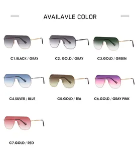 Detailed color selection guide for rimless oversized sunglasses with metal temples