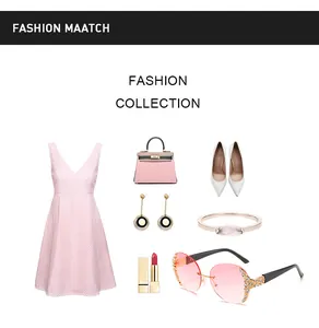 Pink gradient rhinestone sunglasses styled with matching fashion accessories and dress