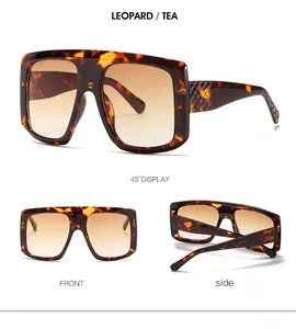 Dettagli occhiali da sole oversize leopardati con lenti sfumate color tè e aste intrecciate