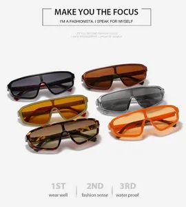 Vue à plat de lunettes de soleil oversize d'une pièce en noir, thé, jaune et écaille