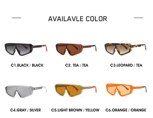 Couleurs disponibles des lunettes monobloc en noir, thé, léopard, gris, jaune et orange