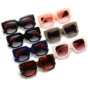 Classic oversized square sunglasses set in seven trendy colors with thick temples