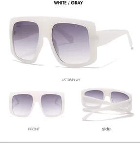 Viste multiple di occhiali da sole bianchi oversize con texture trapuntata sulle aste
