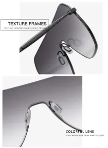 Detail of high-quality metal hinge and soft silicone nose pads on these frameless sunglasses