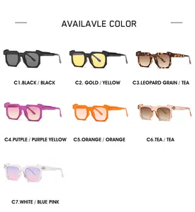 Grille détaillée de lunettes de soleil géométriques oversize en sept coloris assortis