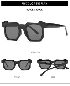 Vues multi-angles de lunettes de soleil géométriques noires avec monture épaisse moderne
