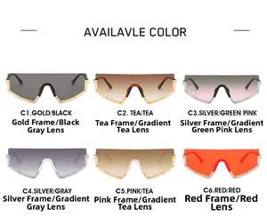 Grille détaillée de lunettes de soleil masque futuristes en six couleurs dégradées