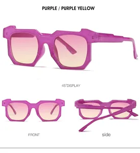Lunettes de soleil pailletées violettes avec verres dégradés sous divers angles