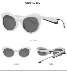 Détail des lunettes de soleil œil de chat blanches avec branches ondulées