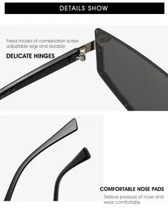 Détails des charnières métalliques et des plaquettes de nez pour lunettes de soleil
