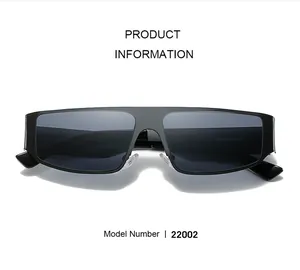 Detailed view of matte black oversized visor sunglasses with model number 22002