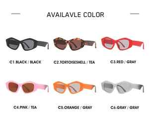 Gamma di occhiali da sole cat-eye in sei colori con montatura geometrica alla moda