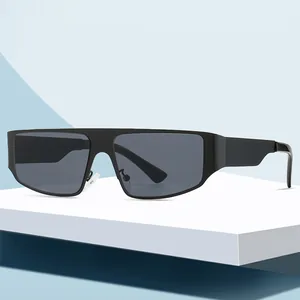 Modern Shield Sunglasses For Men Women Metal Frame UV400 Square One Piece Lens Fashion Streetwear Outdoor Sports Driving Eyewear