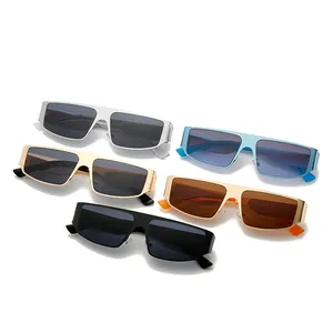 Flat top rectangular metal sunglasses collection with assorted frame and lens colors