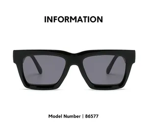 Lunettes de soleil carrées noires classiques modèle 86577 avec monture épaisse