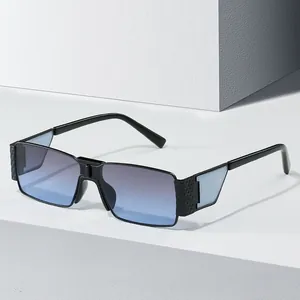 Retro Metal Small Square Frame Sunglasses For Unisex Fashion Vintage UV400 Protection Gradient Lens Eyewear Sun Glasses