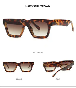 Lunettes de soleil carrées écailles classiques avec verres dégradés marron vus de face
