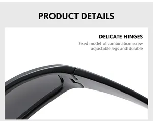 Detail view of durable reinforced metal hinge and adjustable screws of black sunglasses