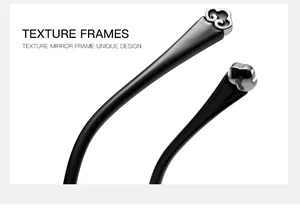 Vue macro des branches de lunettes noires brillantes avec des embouts en métal argenté