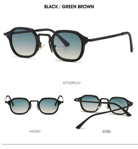 Vues détaillées de lunettes de soleil vintage carrées avec monture noire et dégradé