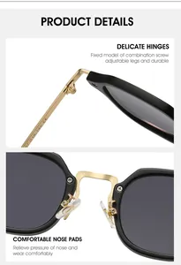 Détail des charnières métalliques et des plaquettes de nez sur lunettes de soleil