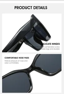 Détails des charnières métalliques et des plaquettes de nez confortables sur lunettes noires