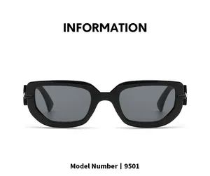 Detail of 9501 sunglasses featuring black frames and silver star metal accents on the temple