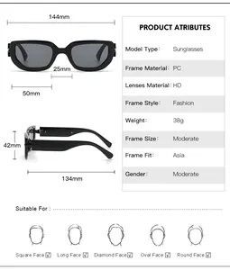 Detailed size specifications and material dimensions of these black polygon sunglasses