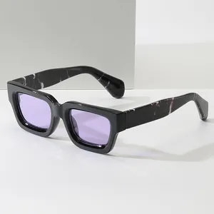 Vintage Retro Square Sunglasses For Women Men Fashion UV400 Wide Temple PC Frame AC Lens Trends Shades Sun Glasses