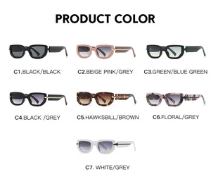 Collection of polygon sunglasses in seven colors with metal arrow temple accents