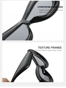 Detail view of comfortable nose pads and durable hinge on black oval sunglasses