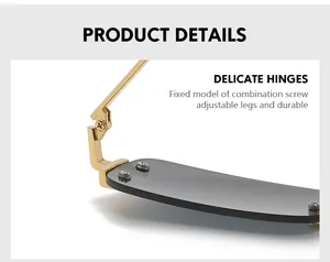 Close-up of durable golden metal hinges and gray lenses on retro square sunglasses