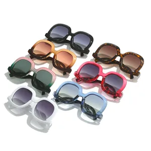 Set of stylish oversized square sunglasses for women in various trendy colors and gradients