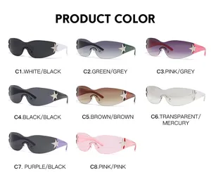 Grille de lunettes de soleil Y2K avec accents d'étoiles métalliques en huit variantes