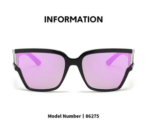 Detail view of large frame sunglasses model 86275 with pink purple gradient lenses