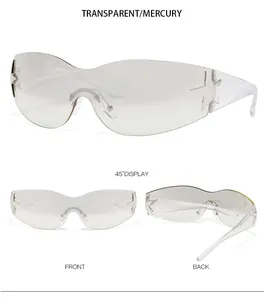 Détails des accents d'étoiles argentées sur lunettes de soleil masque sans monture