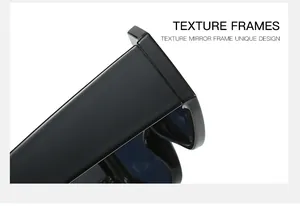 Detailed close-up of thick glossy black texture frame sunglasses with unique design