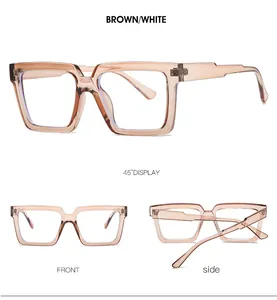 Multi-angle views of square vintage brown eyeglass frames showing front and side details
